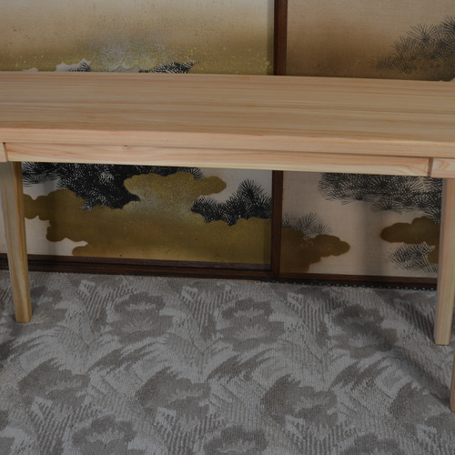 コンソールテーブル、幅120cm 奥行き30cm 高さ72cm 無垢のヒノキ ロー