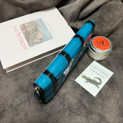 一枚革 クロコダイル財布 ラウンドファスナー ワニ革 鰐革/本革 手染め