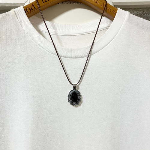 ブラック　オニキス　シルバー　ネックレス　ペンダント　#インディアンジュエリー ブラック オニキス シルバー ネックレス ペンダント