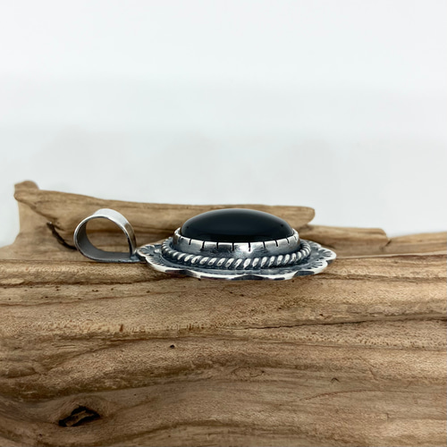 ブラック オニキス シルバー ネックレス ペンダント # インディアン