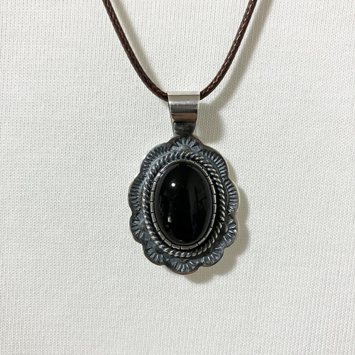 ブラック オニキス シルバー ネックレス ペンダント # インディアン