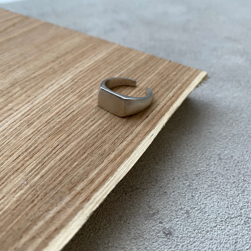 一点物】手作業仕上げ／マットシルバー印台リング｜シンプル＆無骨