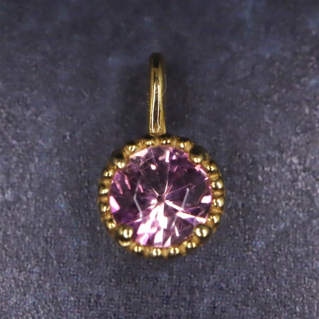 ピンクトルマリン 3mmラウンド ペンダント チャーム K18YG  0.25g #51325