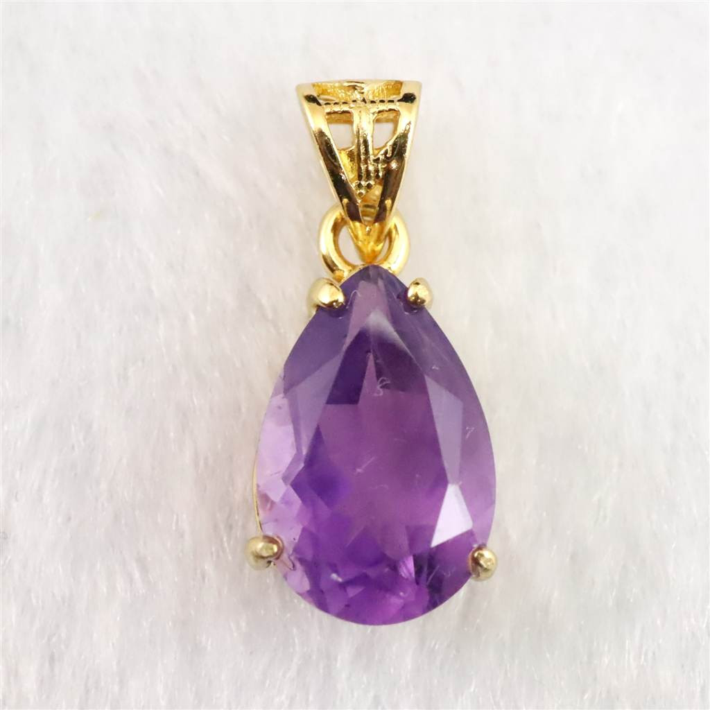 アメジスト 12ｍｍペアシェイプ型　ペンダント 18KGP 1.46g #88946