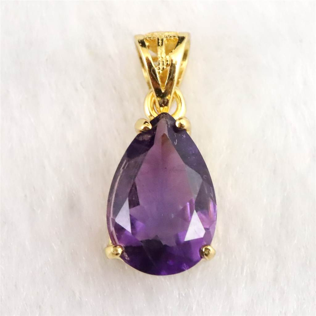 アメジスト 12ｍｍペアシェイプ型　ペンダント 18KGP 1.43g #40111