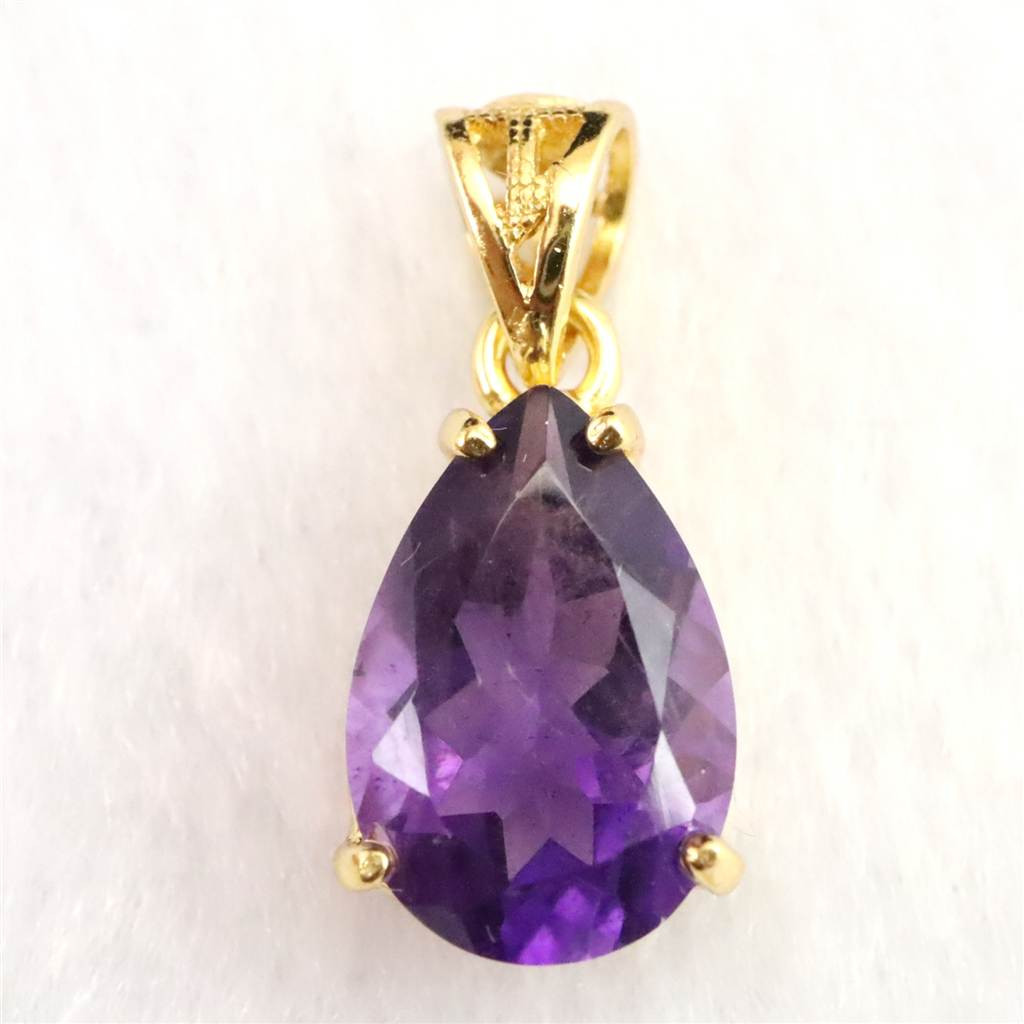 アメジスト 12ｍｍペアシェイプ型　ペンダント 18KGP 1.49g #33633
