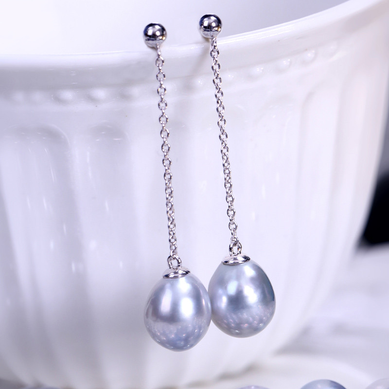 [ヘイズジュエリー] ブルーブラッド バロックスタイル ブローイングイヤリング オーロラシルバー ブルーライト 8-9mm オー