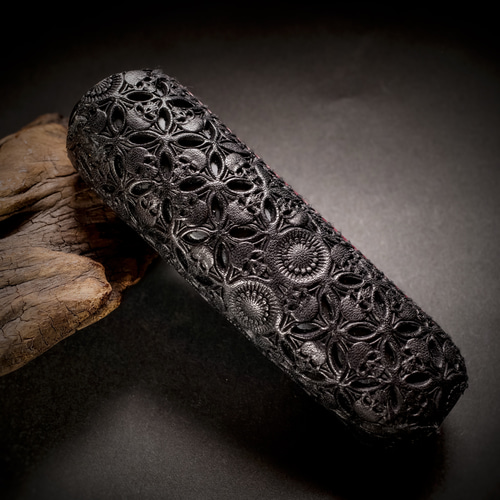 PloomAURA】プルームオーラ 本革製カバー〝髑髏 結〟漆黒×臙脂