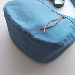 11号帆布 Sサイズのショルダー(空色)　 両側外ポケット肩ひも調節サコッシュ 9枚目の画像