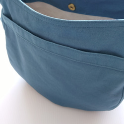 11号帆布 Sサイズのショルダー(空色)　 両側外ポケット肩ひも調節サコッシュ 6枚目の画像