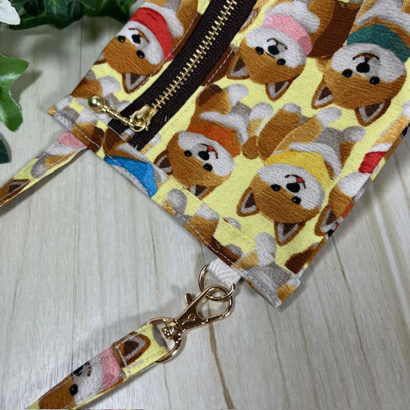 豆柴のファスナー付きミニミニポーチ　送料込み 3枚目の画像