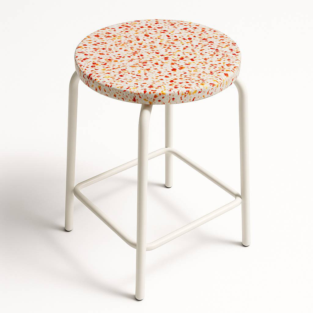 ★お安くなりました★【一点モノ】廃プラスチックのスツール｜座面・ペットボトルキャップ100％使用