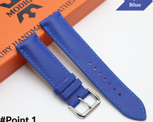 時計バンド　レザーベルト　ブルー　18㎜　20㎜　24㎜等　MARGOT 時計ベルト バンド 腕時計バンド Rocotte・ロコッテ シャーク