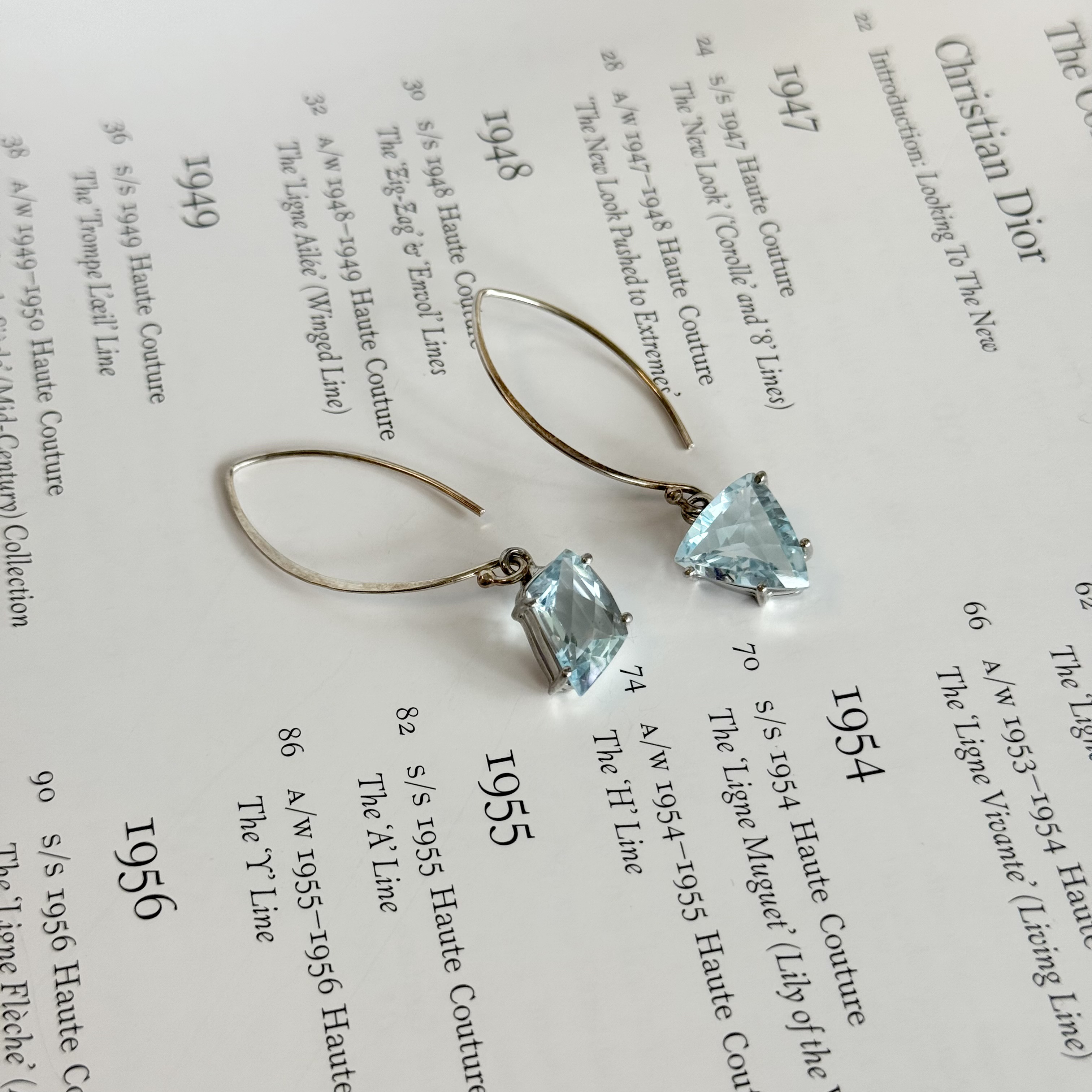 スカイブルートパーズのファンシーファセットカットピアス/silver925