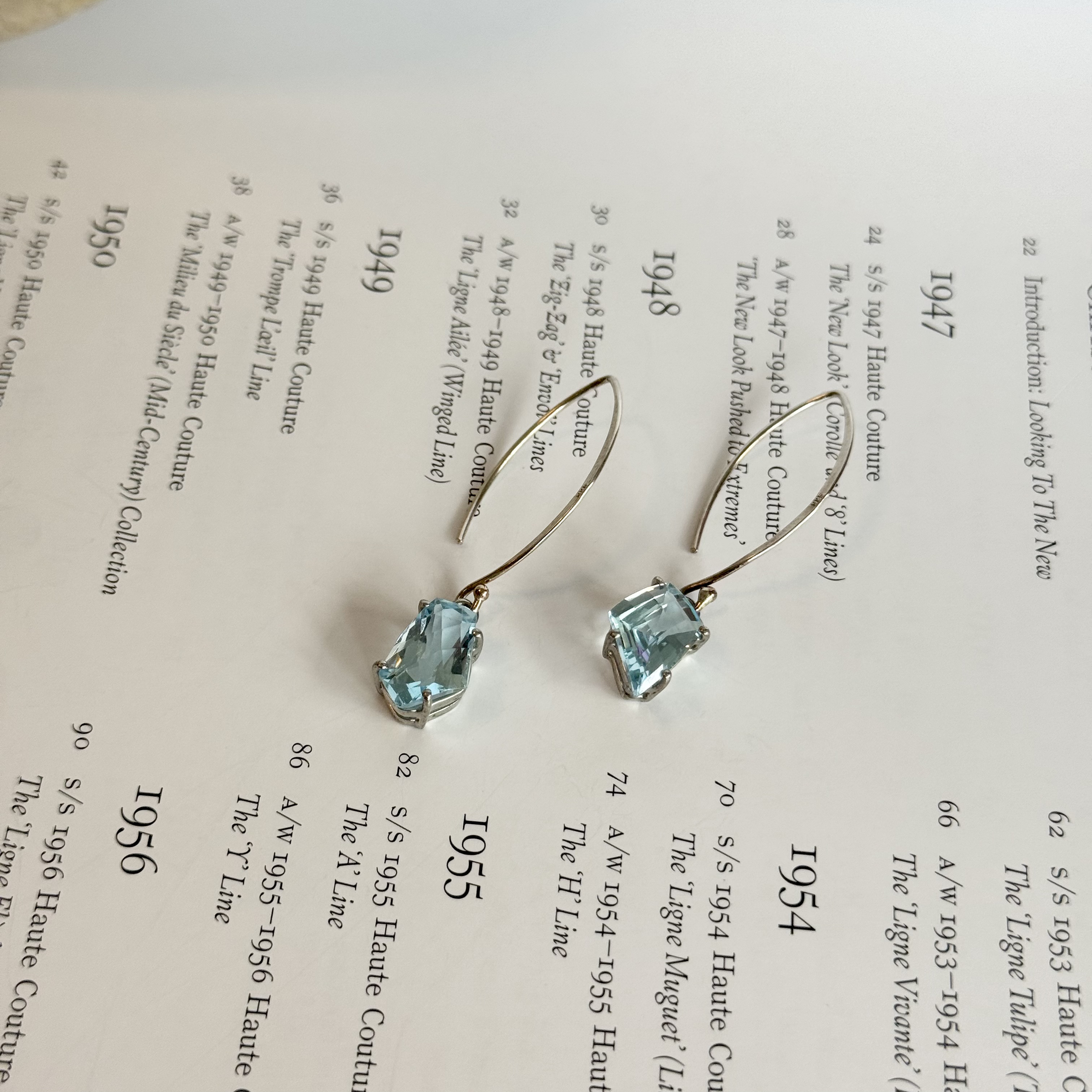 スカイブルートパーズのファンシーファセットカットピアス/silver925