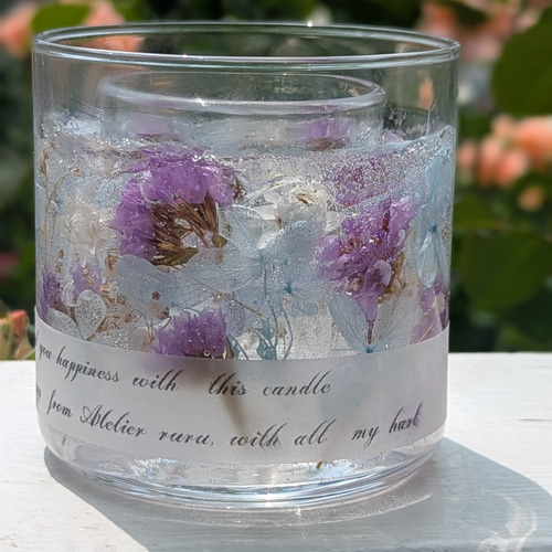 sale】スターチスと紫陽花のジェルキャンドル キャンドル・キャンドル