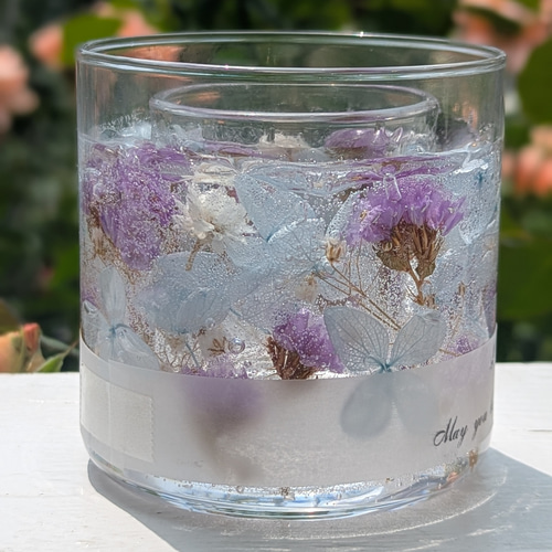 sale】スターチスと紫陽花のジェルキャンドル キャンドル・キャンドル