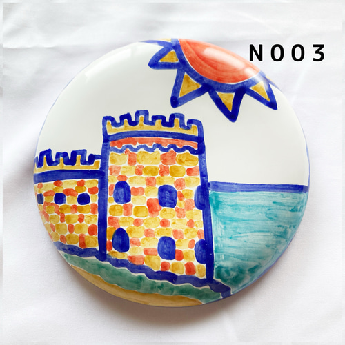 sale] 陶器の壁掛け 15cm 南イタリアの風景 マヨリカ焼き イタリア陶器