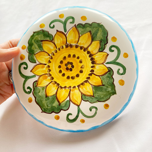 sale] 陶器の壁掛け 15cm 南イタリアの風景 マヨリカ焼き イタリア陶器