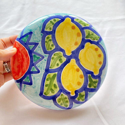 sale] 陶器の壁掛け 15cm 南イタリアの風景 マヨリカ焼き