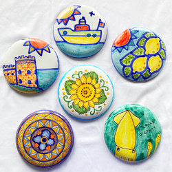 sale] 陶器の壁掛け 15cm 南イタリアの風景 マヨリカ焼き