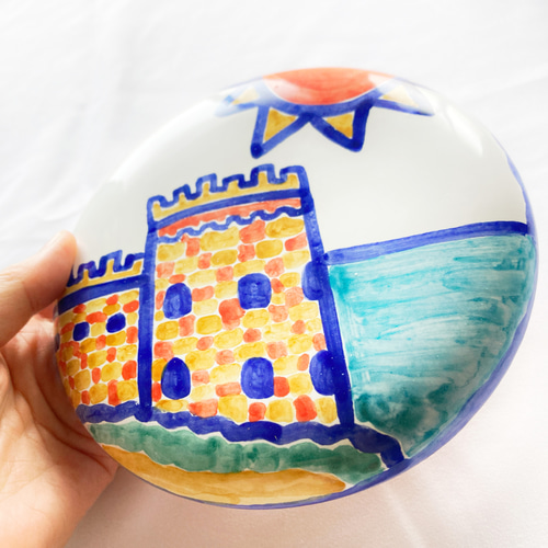 sale] 陶器の壁掛け 15cm 南イタリアの風景 マヨリカ焼き