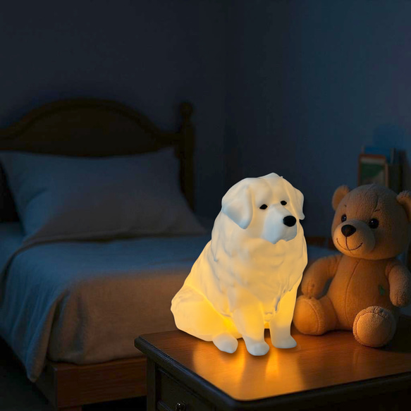 グレートピレニーズ　光るインテリアオブジェ 明滅式LEDキャンドルライト 電池式　軽量樹脂製 13枚目の画像