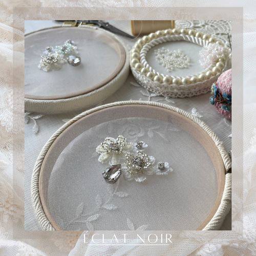 ビーズ刺繍キット】プティフルールの刺繍 ホワイト✦ ～純白の煌めき