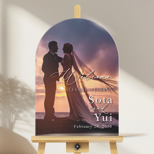 写真アーチ型ウェルカムボード【A4～A1アクリル/パネル/木】結婚