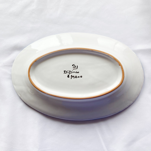 オーバル皿 26cm 花とフルーツ マヨリカ焼き イタリア陶器 OVL057 長皿