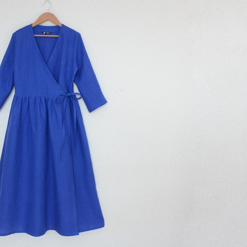 新品　デシグアル　ロングワンピース　シャツ　カシュクール　ロイヤルブルー　M 新品 デシグアル ロングワンピース シャツ カシュクール ロイヤル
