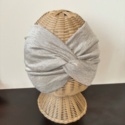 オーガニックリネン ドレープ ノンストレス 超幅広 ターバン ヘアバンド 1枚目の画像