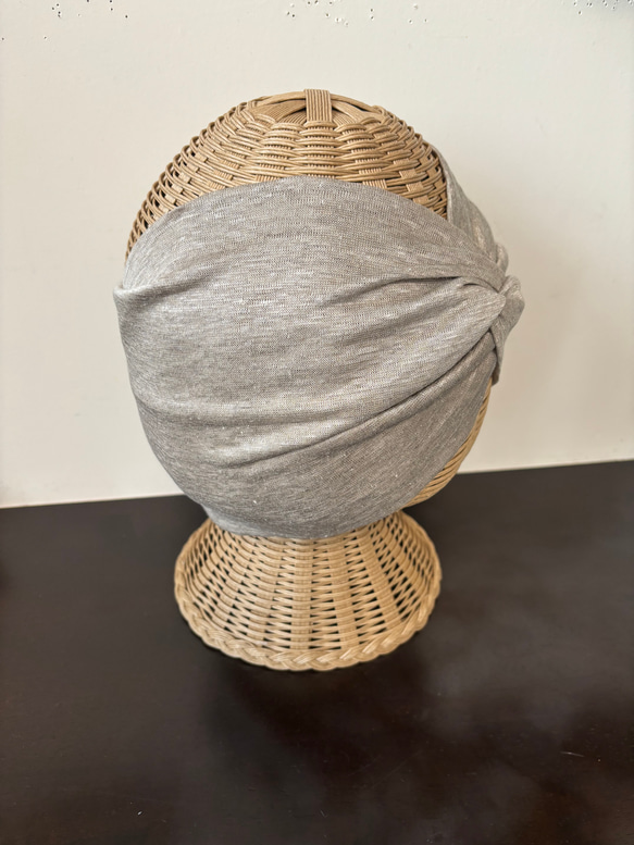 オーガニックリネン ドレープ ノンストレス 超幅広 ターバン ヘアバンド 2枚目の画像