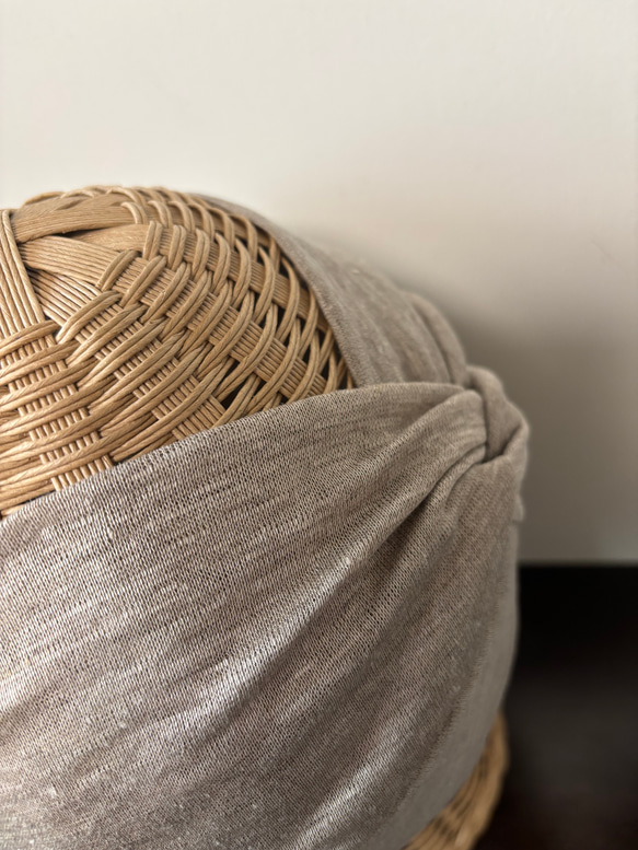 オーガニックリネン ドレープ ノンストレス 超幅広 ターバン ヘアバンド 3枚目の画像