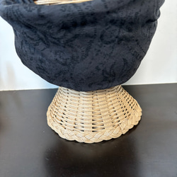 ダマスク柄 柔らか ジョーゼットニット超幅広 ターバン ヘアバンド 3枚目の画像