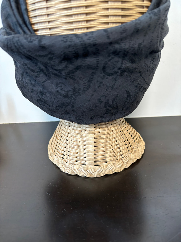 ダマスク柄 柔らか ジョーゼットニット超幅広 ターバン ヘアバンド 3枚目の画像