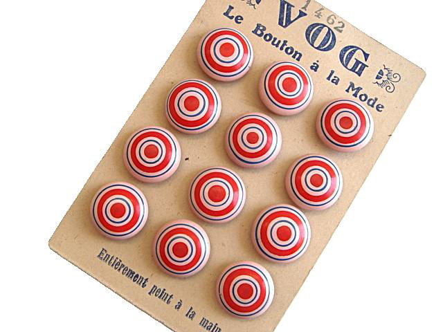 ボタンシート ピンク 木製 アンティーク フランス ハンドペイント 可愛い ディスプレイ