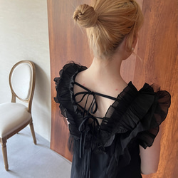 【新送0】フリルが絶妙❤️リボンで抜け感も◎ノースリーブ夏ワンピ【フリルノースリワンピ】 8枚目の画像