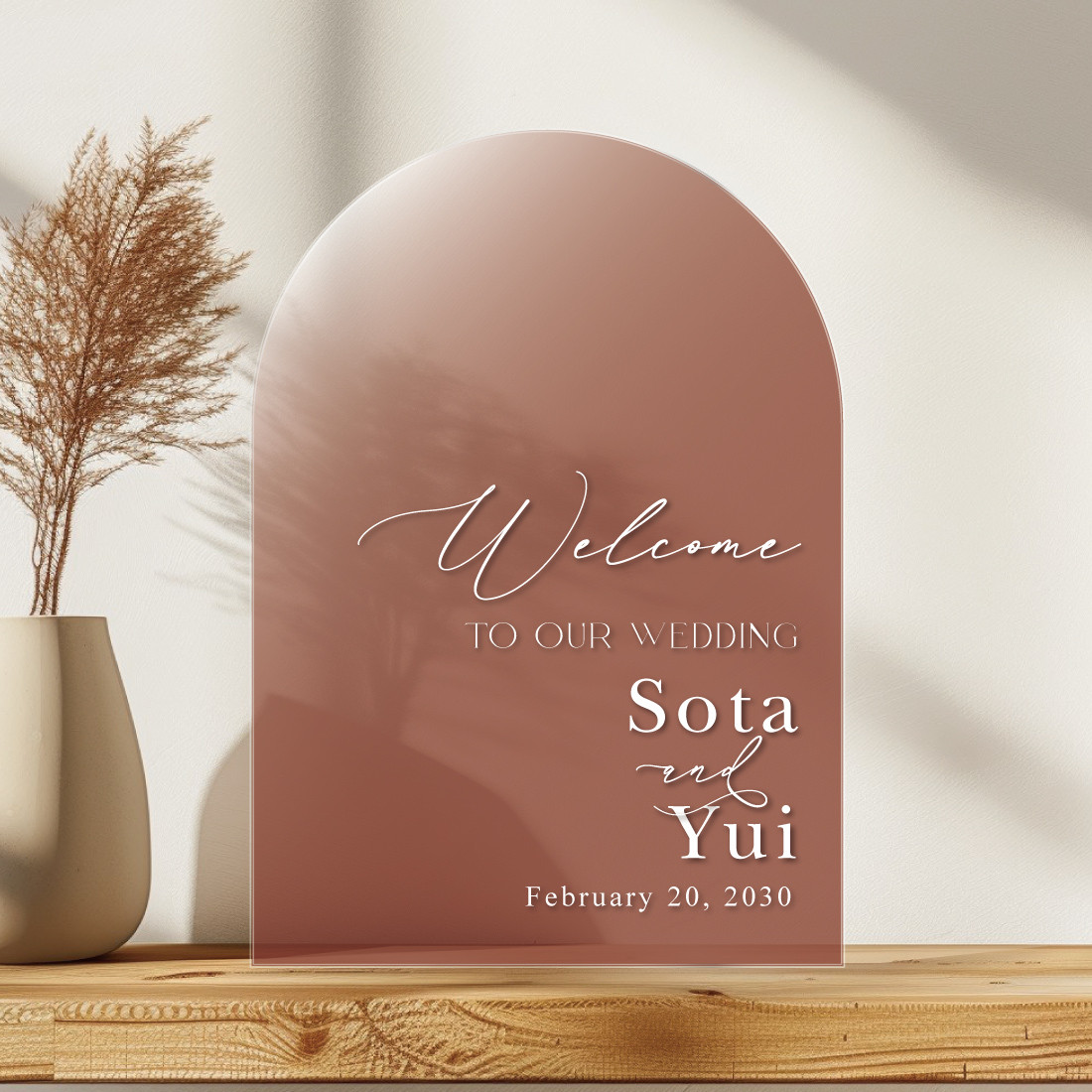 アーチ型ウェルカムボード【A4～A1アクリル/パネル/木】結婚式 名入れ ウェディング 送料無料 シンプル 0704