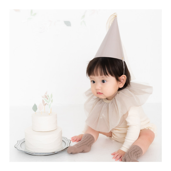 ケーキトッパー フラワー リーフ スター ムーン くすみカラー ラミネート加工 7枚目の画像