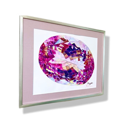 宝石アート アクアマリン 水彩画 ＜原画＞ 絵画 宝石絵師ともあどり