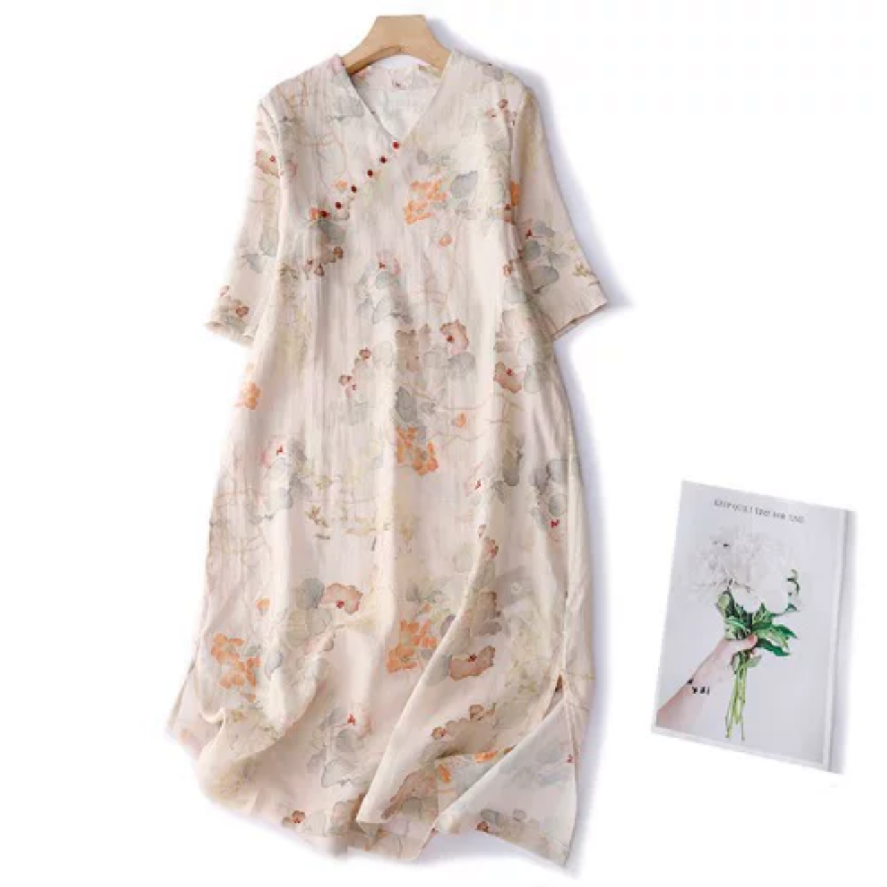 夏 のワンピース、コットンリネンワンピース、綿麻ワンピース、コットンワンピース