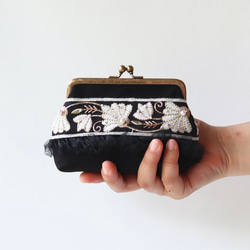 creema限定】ビーズ刺繍のコンパクトな親子がま口財布 カードポケット