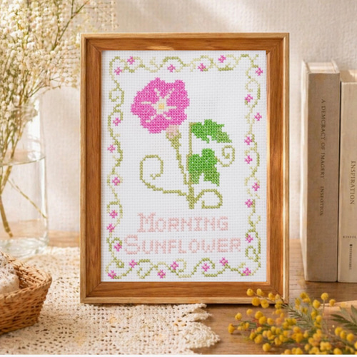 クロスステッチ図案｜朝顔の夏刺繍｜初心者さんにもおすすめ♪ 編み図