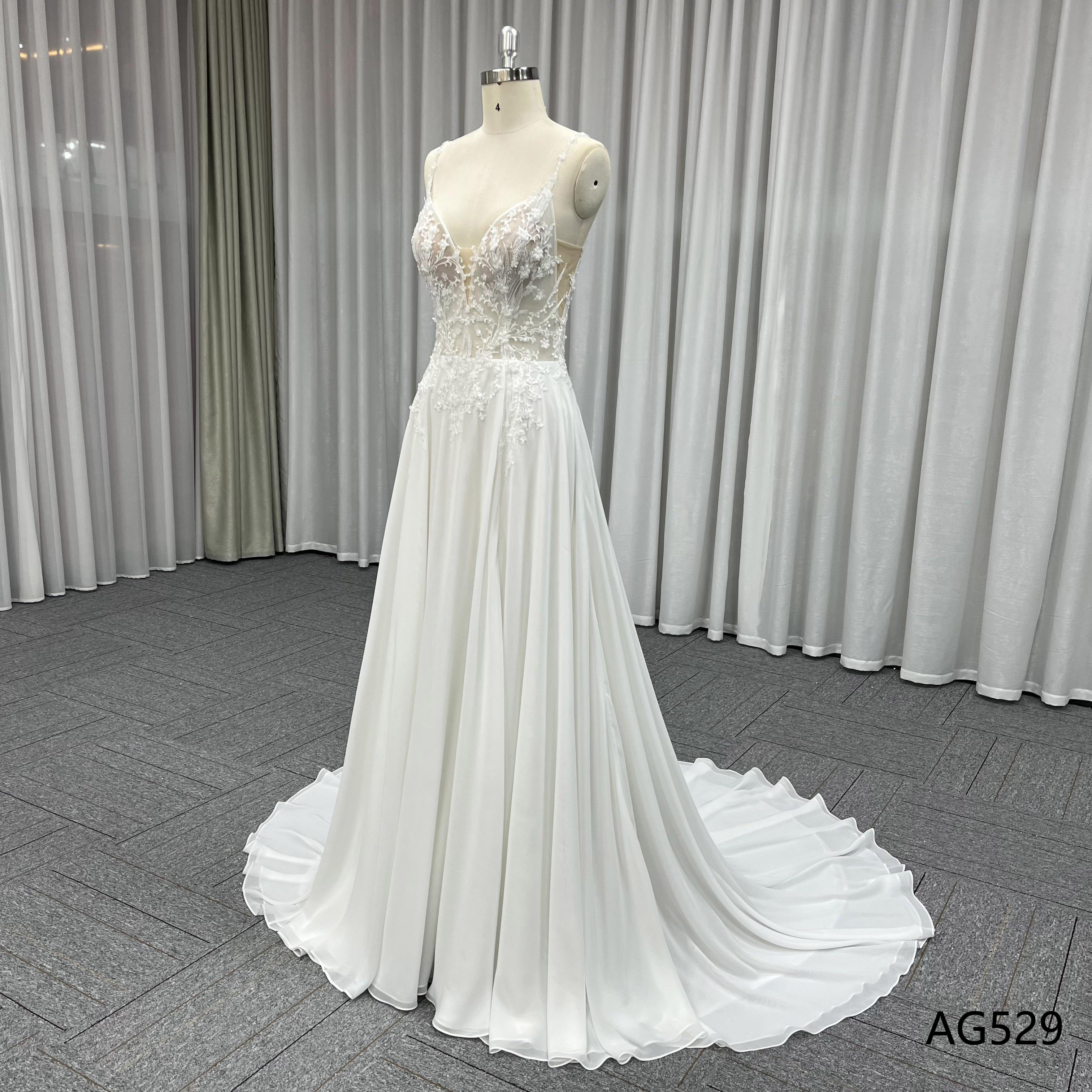 ベストセラー　Aライン　痩せて見える　優雅　二次会披露宴　サイズオーダー　ふんわり　ファスナー　ホワイト　シフォン結婚式