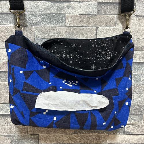 専用　ショルダーバック３点おまとめ　エチノ生地 78】2ヵ所ファスナー／8cmマチ／保育士／箱ティッシュ ショルダー