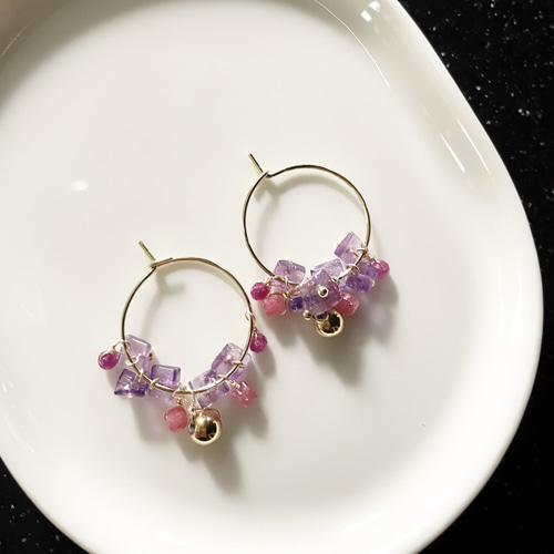 紫陽花ピアス ピアス（フープ） Natsurino 通販 19553859