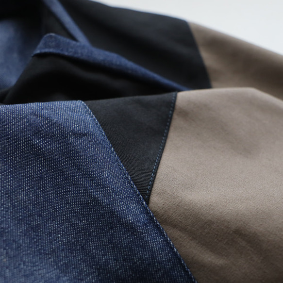 ⁑（送料無料）愉快なスカートまつり　８０cm丈　パッチワーク　ギャザー スカート　甘織デニム インディゴY66 8枚目の画像