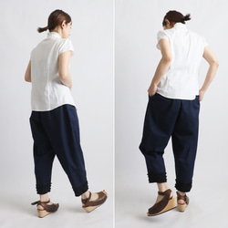 ⁂ラスト1　愉快なパンツ祭り　８５cm　ギマ擬麻コットン　パッチワーク　小花フリル裾　テーパード　Y70C 5枚目の画像