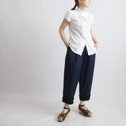 ⁂ラスト1　愉快なパンツ祭り　８５cm　ギマ擬麻コットン　パッチワーク　小花フリル裾　テーパード　Y70C 6枚目の画像